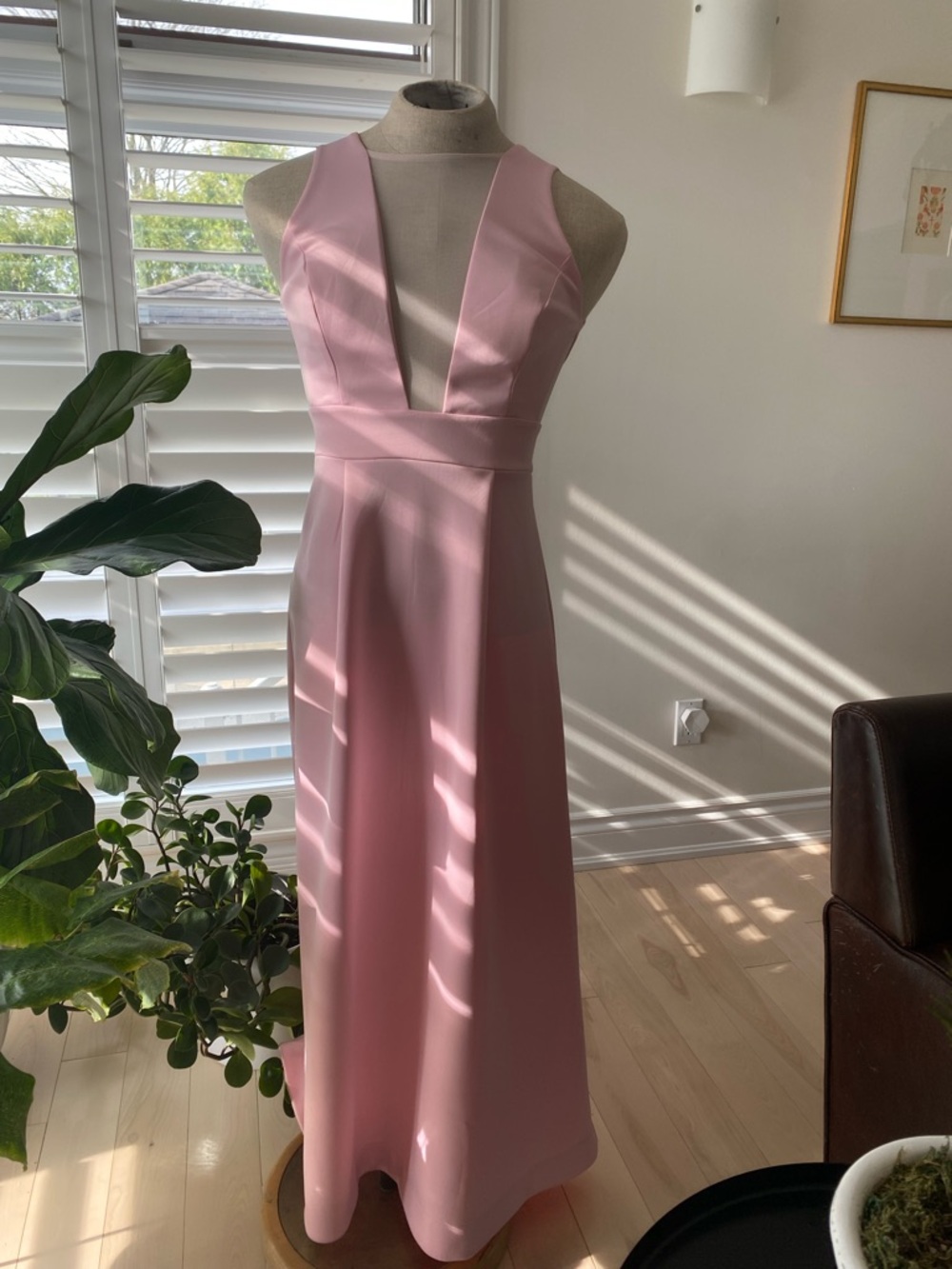 ASOS Blush Pink Sleeveless Maxi Dress with Deep V